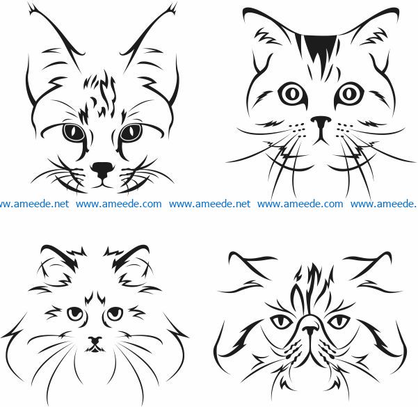 Cat and dog face file cdr and dxf free vector download for print or laser engraving machines