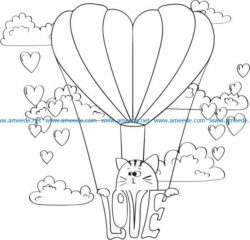 Cat in love file cdr and dxf free vector download for print or laser engraving machines