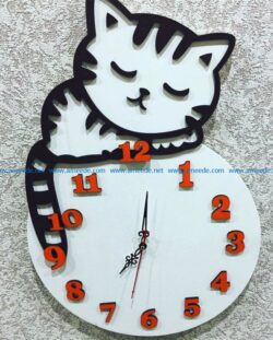 Cat wall clock sleeps file cdr and dxf free vector download for Laser cut