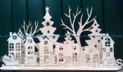 Christmas city file cdr and dxf free vector download for Laser cut