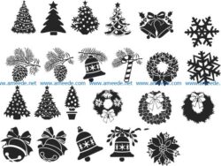 Christmas decorations file cdr and dxf free vector download for print or laser engraving machines