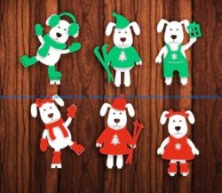 Christmas dog  file cdr and dxf free vector download for Laser cut
