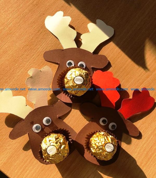 Christmas toy deer with candy file cdr and dxf free vector download for Laser cut