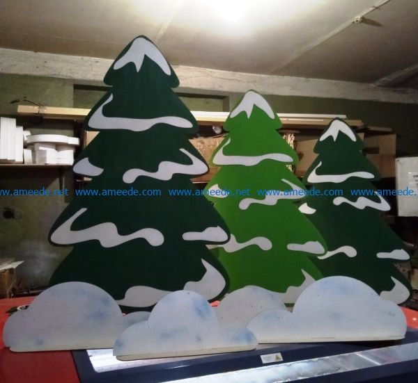 Christmas tree with snow file cdr and dxf free vector download for Laser cut