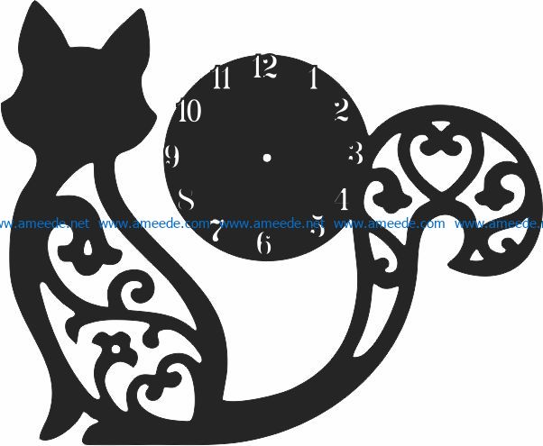 Clock with engraved cat file cdr and dxf free vector download for Laser cut CNC
