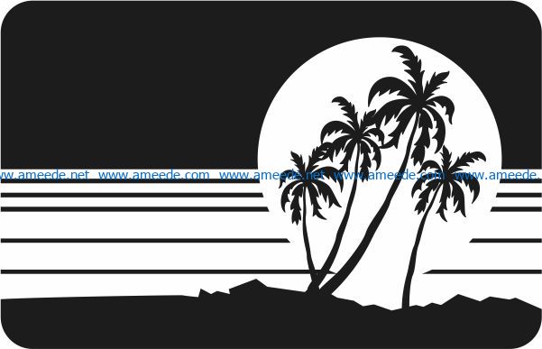 Coconut tree picture file cdr and dxf free vector download for Laser cut Plasma