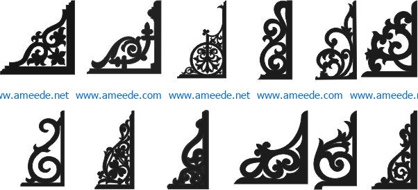 Corner decoration file cdr and dxf free vector download for Laser cut CNC