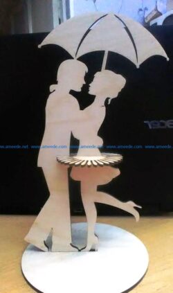 Couple covered the umbrella napkin holder file cdr and dxf free vector download for Laser cut