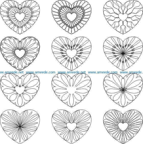 Decorative heart pattern file cdr and dxf free vector download for print or laser engraving machines