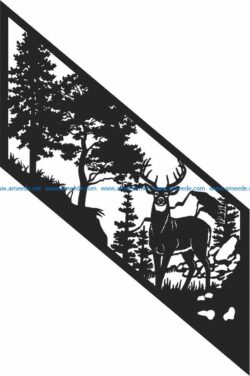 Deer and forest file cdr and dxf free vector download for Laser cut Plasma