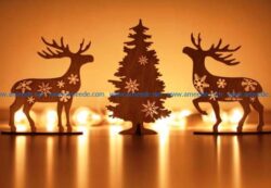 Deer at the Christmas tree file cdr and dxf free vector download for Laser cut