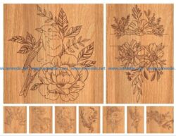 Draw animal flowers file cdr and dxf free vector download for print or laser engraving machines