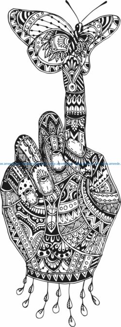 Finger and butterfly file cdr and dxf free vector download for print or laser engraving machines