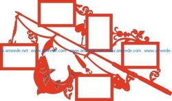 Fishing rod photo frames file cdr and dxf free vector download for print or laser engraving machines