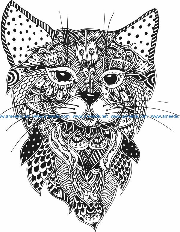 Floral cat file cdr and dxf free vector download for Laser cut Plasma file Decal