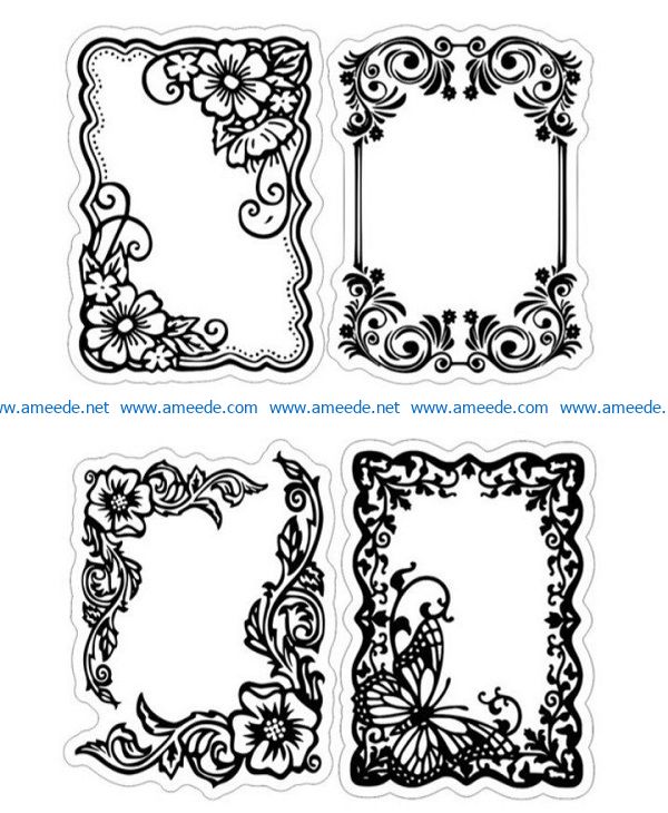 Floral frame file cdr and dxf free vector download for print or laser engraving machines