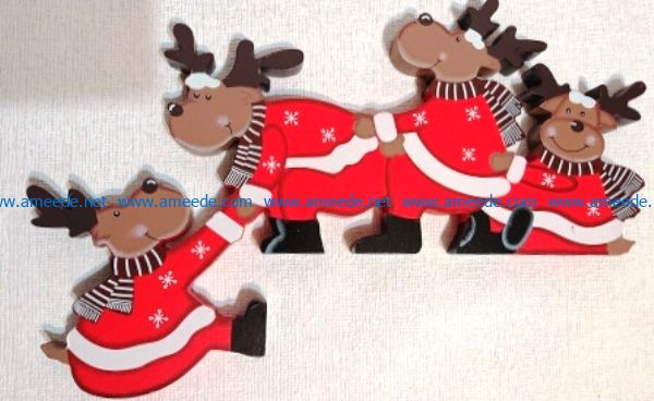 Four reindeer file cdr and dxf free vector download for Laser cut