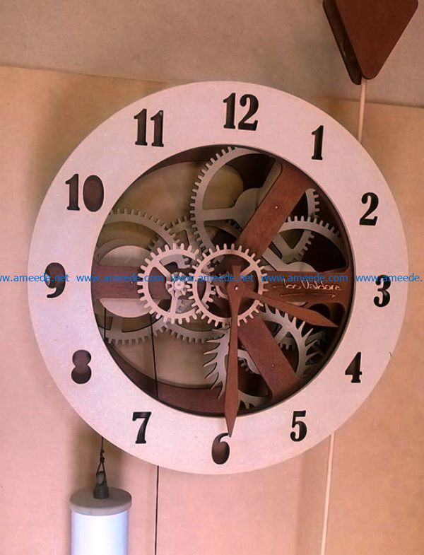 Gear wall clock file cdr and dxf free vector download for Laser cut