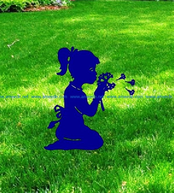 Girl with dandelion file cdr and dxf free vector download for Laser cut Plasma