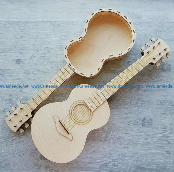 Guitar-shaped wooden box file cdr and dxf free vector download for Laser cut