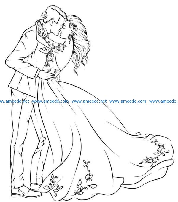 Happy couple file cdr and dxf free vector download for print or laser engraving machines