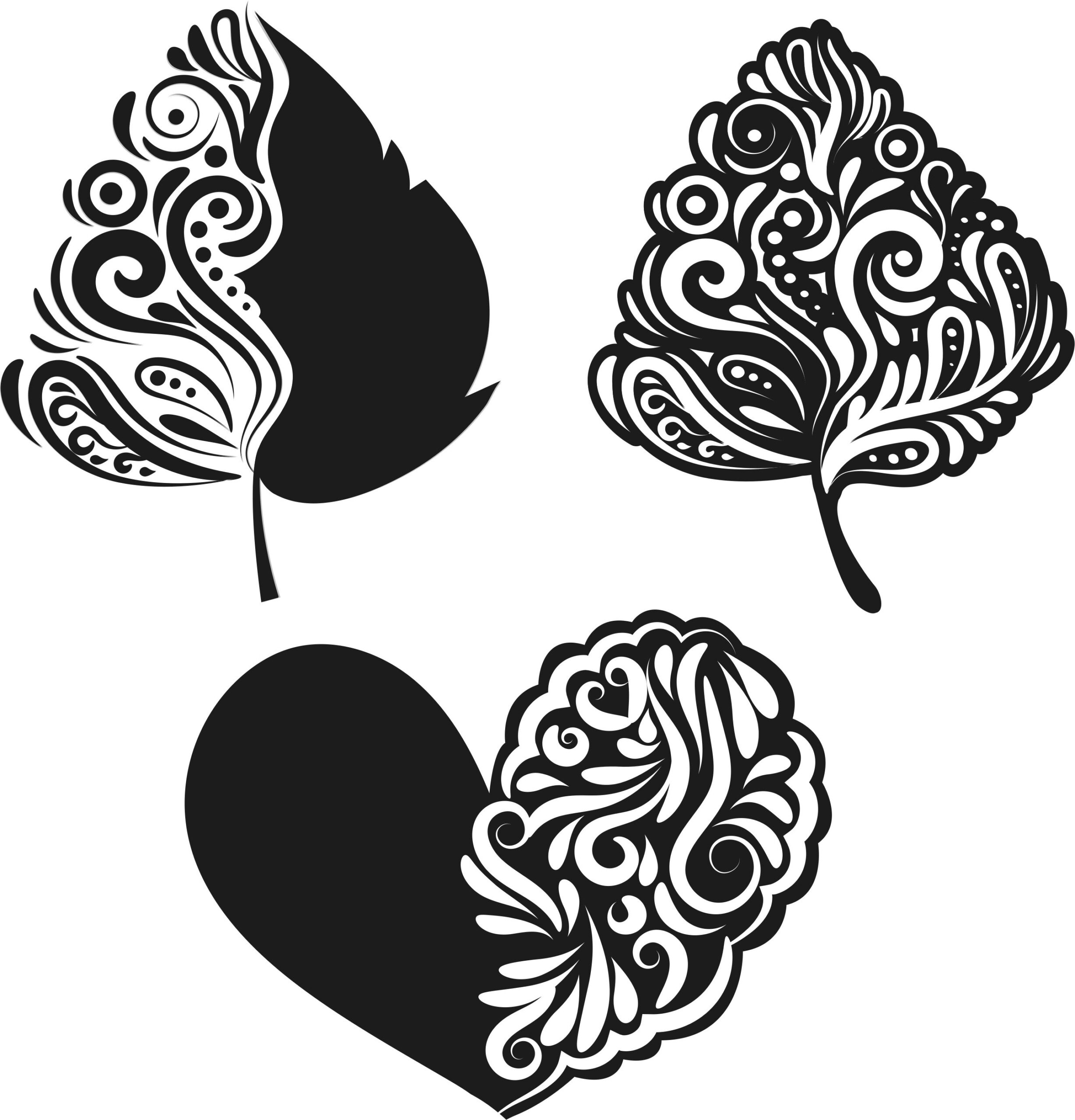 Heart and leaf file cdr and dxf free vector download for print or laser engraving machines