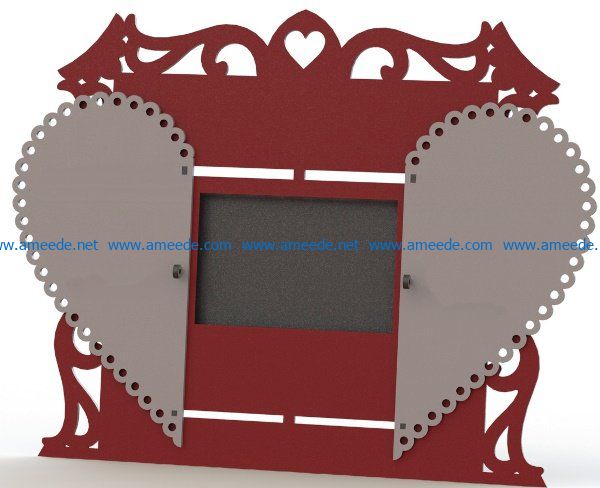 Heart photo frame file cdr and dxf free vector download for Laser cut
