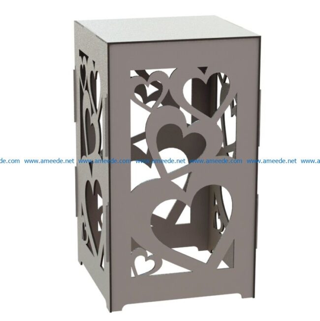Heart standing box file cdr and dxf free vector download for Laser cut