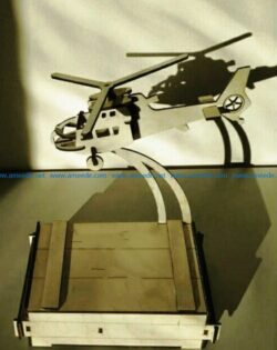 Helicopter with a business card holder file cdr and dxf free vector download for Laser cut