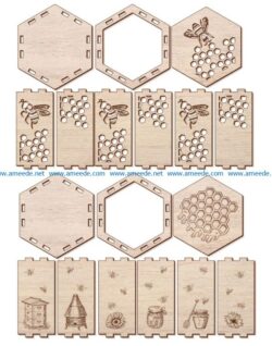 Honeycomb box file cdr and dxf free vector download for Laser cut