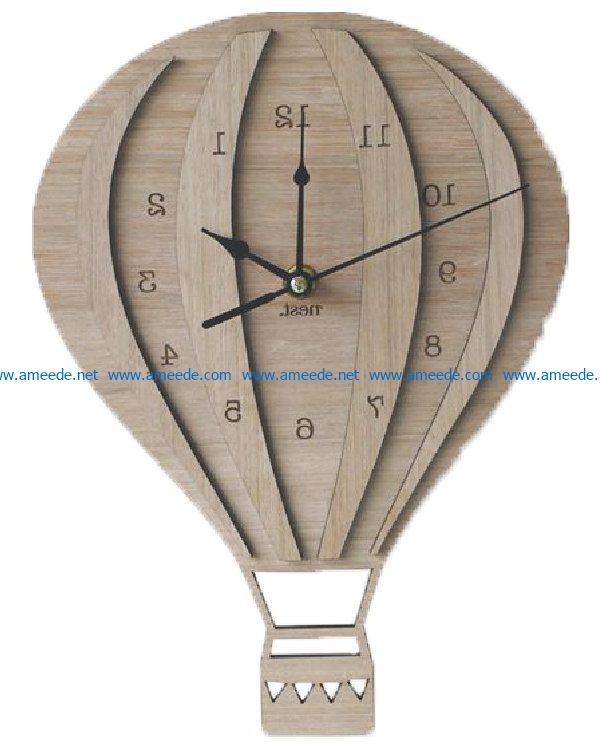 Hot air balloon clock file cdr and dxf free vector download for Laser cut