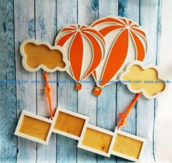 Hot air balloon photo frame free vector download for Laser cut