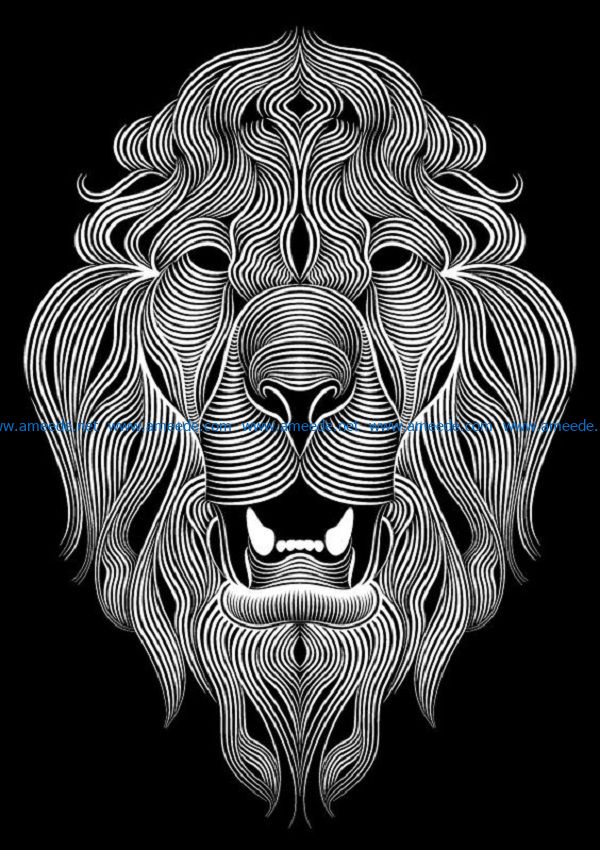 Lion head file cdr and dxf free vector download for print or laser engraving machines