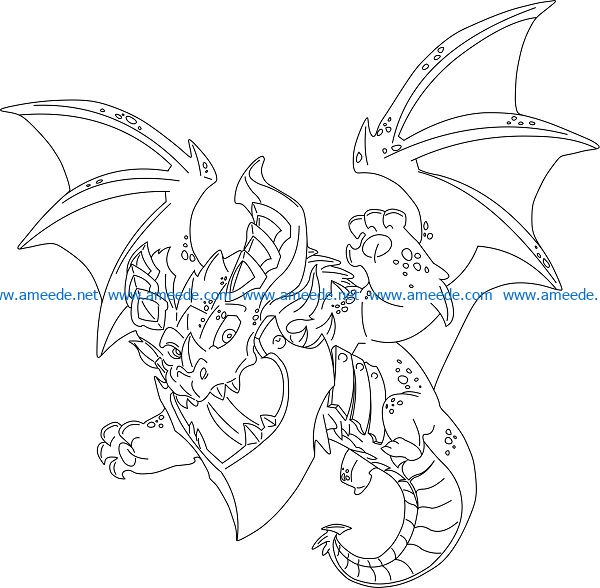 Little dragon file cdr and dxf free vector download for print or laser engraving machines