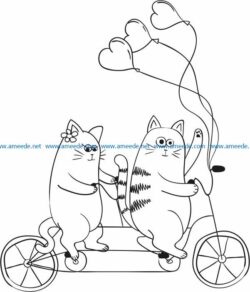 Love two cats file cdr and dxf free vector download for print or laser engraving machines
