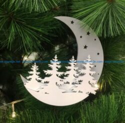 Moon and pine file cdr and dxf free vector download for Laser cut