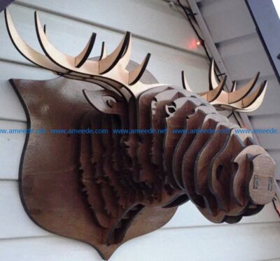Moose head file cdr and dxf free vector download for Laser cut CNC