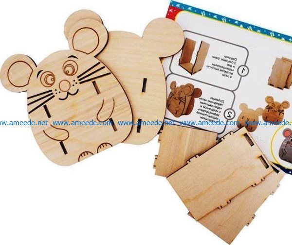 Mouse pencil holder file cdr and dxf free vector download for Laser cut