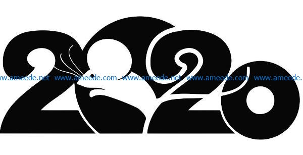 Mouse with 2020 file cdr and dxf free vector download for print or laser engraving machines