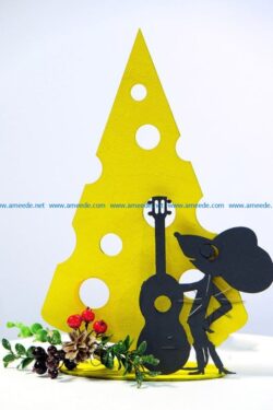 Mouse with guitar file cdr and dxf free vector download for Laser cut CNC
