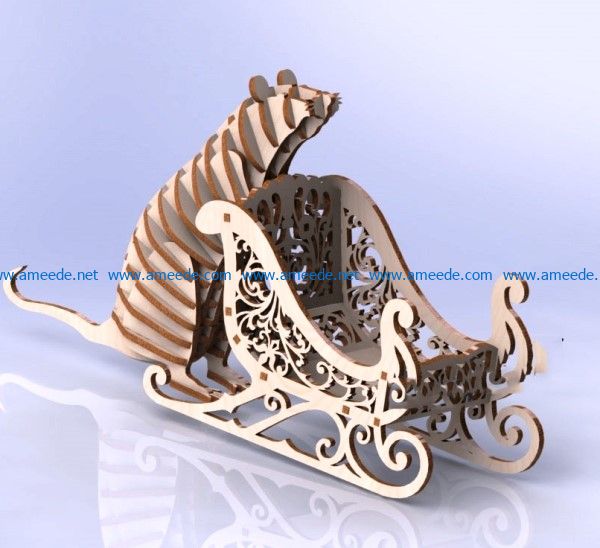 Mouse with sleigh file cdr and dxf free vector download for Laser cut