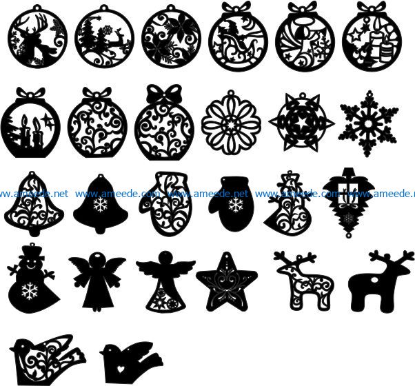 New Year decoration toys file cdr and dxf free vector download for Laser cut