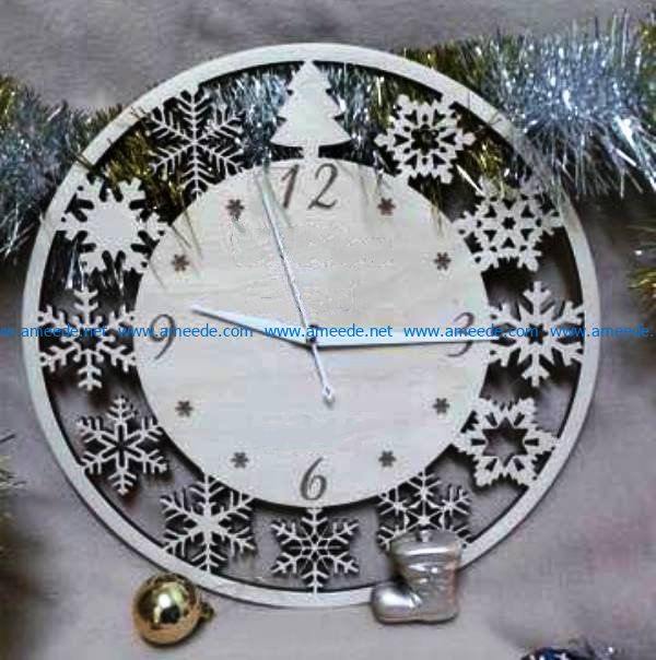 New Year's clock file cdr and dxf free vector download for Laser cut