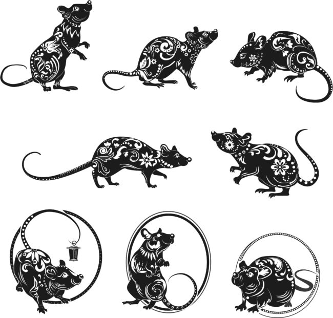 New year decoration mouse file cdr and dxf free vector download for print or laser engraving machines