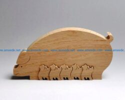 Piggy family file cdr and dxf free vector download for Laser cut CNC