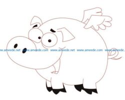 Pigs with wings file cdr and dxf free vector download for Laser cut