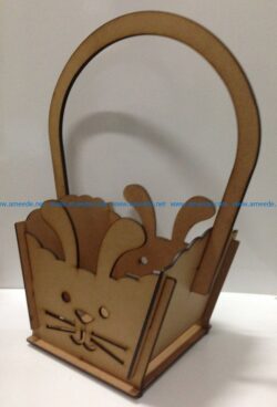Rabbit basket of flowers file cdr and dxf free vector download for Laser cut