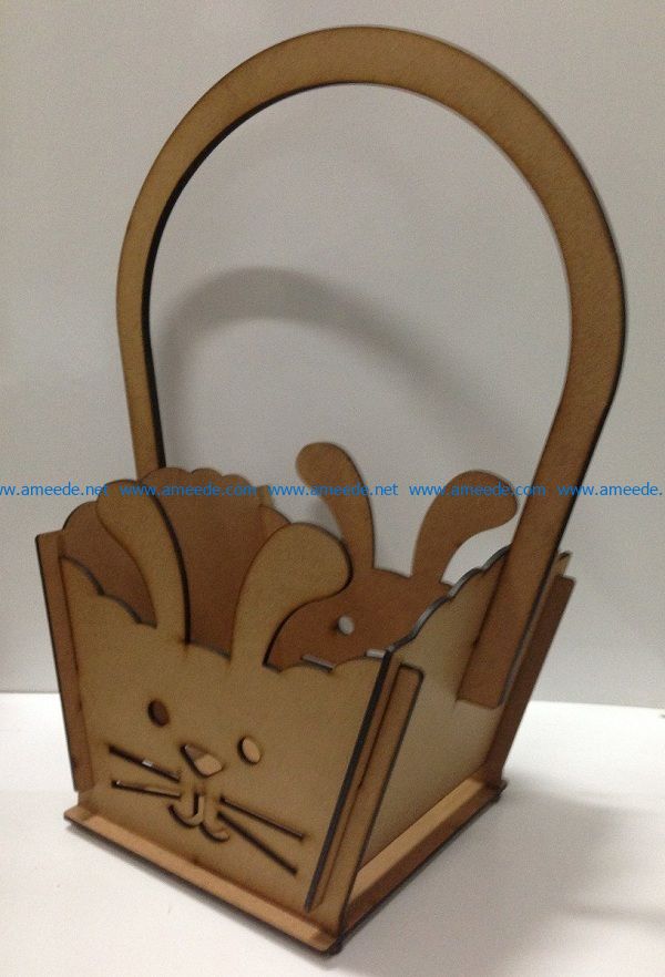 Rabbit basket of flowers file cdr and dxf free vector download for Laser cut