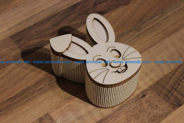 Rabbit-shaped box file cdr and dxf free vector download for Laser cut