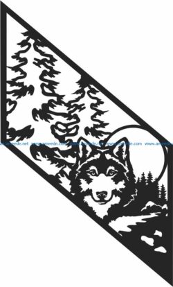 Railing wolf in the full moon   Railing wolf in the full moon   file cdr and dxf free vector download for Laser cut CNC